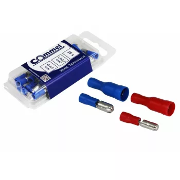   Commel szigetelt hengeres csatlakozó  dugó 1.5-2.5 mm2, Ø 5 mm, 25 db