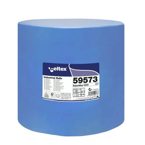 Celtex Superblue 1000 ipari törlő cellulóz, kék, 3 rétegű, 360m, 1000 lap, 36x36cm, 1 tekercs/zsugor