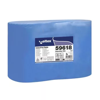   Celtex Superblue 500 ipari törlő cellulóz, kék, 3 réteg, 180m, 500 lap, 36x36cm, 2 tekercs/zsugor