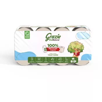   Lucart GRAZIE NATURAL háztartási toalettpapír 3 rétegű, 8 tekercses