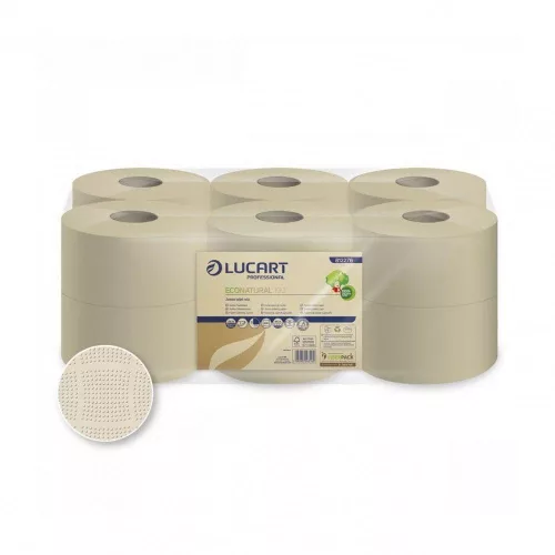 Lucart ECO Natural Mini közületi toalettpapír 19cm 160m 2 rétegű 12 tekercs/zsugor