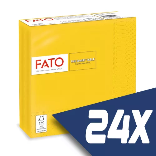 Fato Szalvéta 33x33cm sárga 2 rétegű 50 lap/csomag (24 csomag)