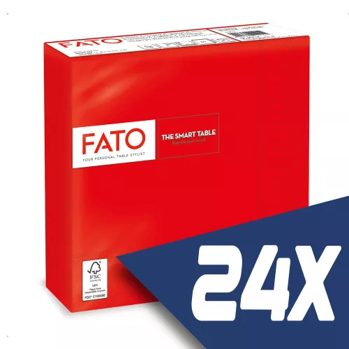 Fato Szalvéta 33x33cm piros 2 rétegű 50 lap/csomag (24 csomag)