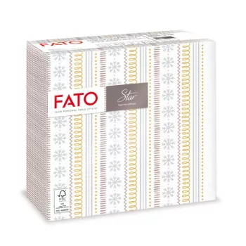   Fato Sztár karácsonyi szalvéta Ribbon Silver 2 rétegű 38x38cm 40 szál/csomag 