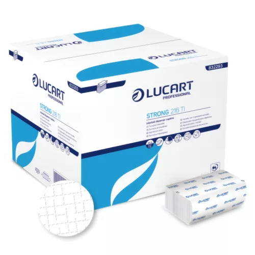 Lucart Strong L-One adagolós, hajtogatott szalvéta, 2 rétegű, 150 lapos, 40 csomag/karton