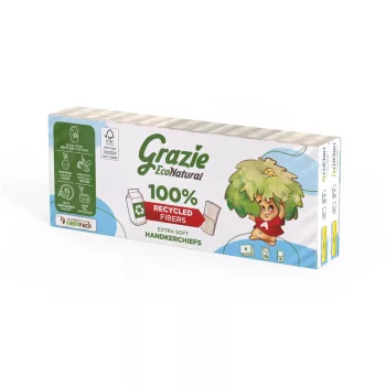  Lucart GRAZIE NATURAL Papírzsebkendő 4 rétegű 10x9 szál/csomag