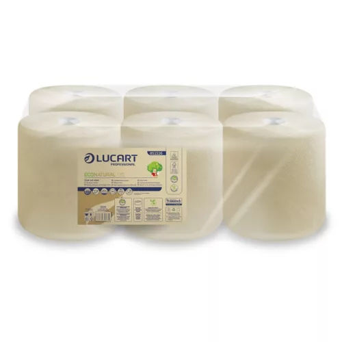 Lucart ECO Natural tekercses kéztörlő 2 rétegű, 450lap, 135m, 6tekercs/zsugor, 48zsugor/raklap