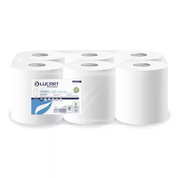  Lucart L-One Strong Maxi 450 ipari törlőpapír 18cm átm. - 2 rétegű, hófehér, 158m (Karton - 6 tek)