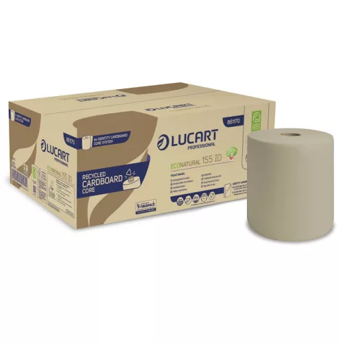 Lucart ECO Natural Cardboard Core tekercses törlő 2 rétegű 155m 6 tekercs/karton, 40 karton/raklap