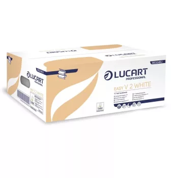   Lucart Easy V hajtogatott kéztörlő 2 rétegű fehér, 20x190lap/karton 40karton/raklap