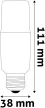 Avide LED Bright Stick izzó T37 9.5W E27 WW 3000K