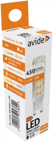 Avide LED 4.2W G9 NW 4000K
