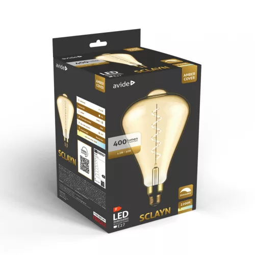 Avide LED Jumbo Filament Sclayn Amber 4.5W E27 2200K Fényerőszabályzós