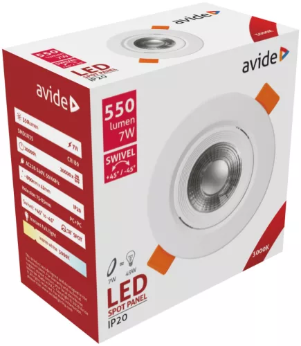 Avide LED panel Beépíthető 38° Kerek 7W WW 3000K