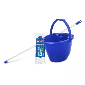   Bonus Felmosó szett-vödör KÉK 11L  csavaró kosár, felmosó nyél 120cm Softmop 160gr
