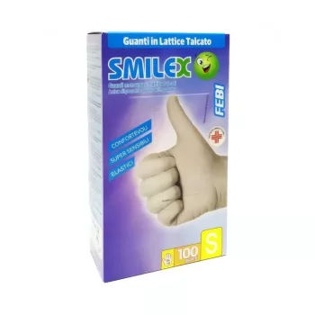   Berica Smilex febi egyszerhasználatos latex fehér vizsgálókesztyű S, 100 db / doboz