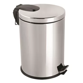   Rozsdamentes acél pedálos szemetes, kivehető műanyag vödörrel, 5L, fényes