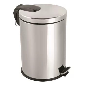   Rozsdamentes acél pedálos szemetes, kivehető műanyag vödörrel, 40L, fényes