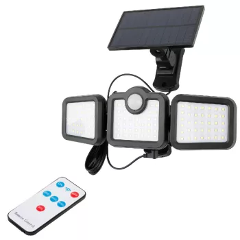   Entac Napelemes Műanyag Fali lámpa 15W SMD 3 fej levehető szolárpanel