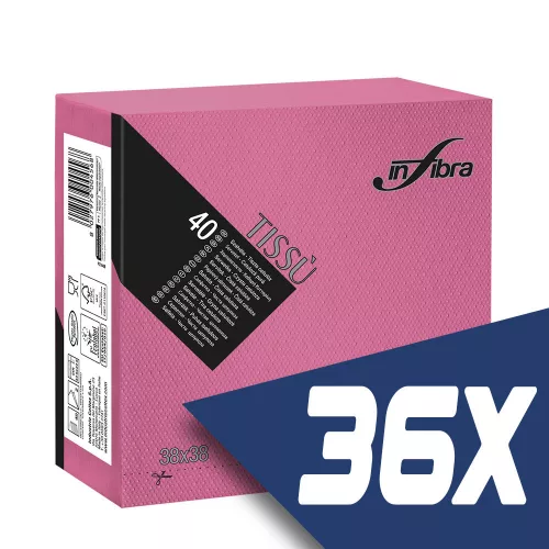 Infibra Szalvéta 38x38cm Fuxia 2 réteg 40 lap/csomag (36 csomag)