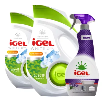   IGEL mosógél White 2x 2 L (100 mosás) + Grátisz IGEL univerzális tisztító 650 ml