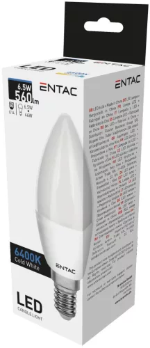 Entac LED Candle E14 6,5W CW 6400K