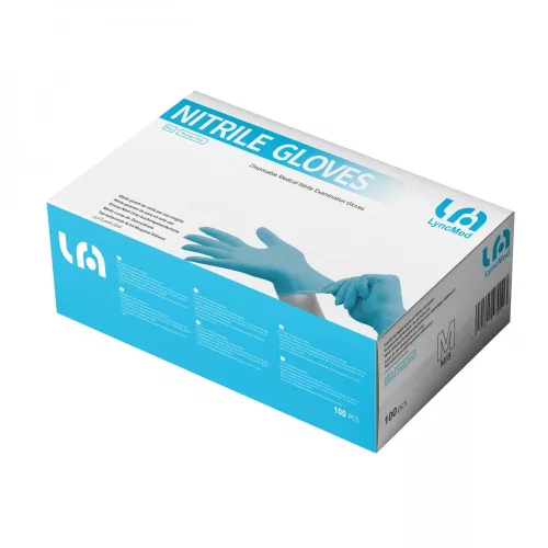 Lyncmed Nitril vizsgálókesztyű, púdermentes, kék "L" 100 db/doboz