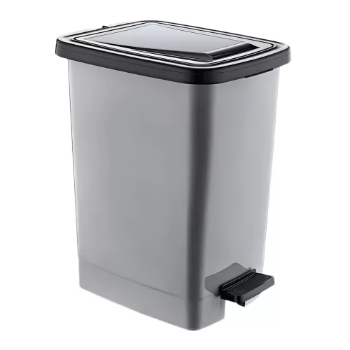 Slim Műanyag pedálos szemetes, ezüst/szürke, belső vödörrel 25L