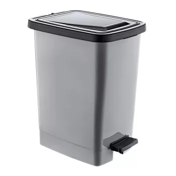   Slim Műanyag pedálos szemetes, ezüst/szürke, belső vödörrel 15L