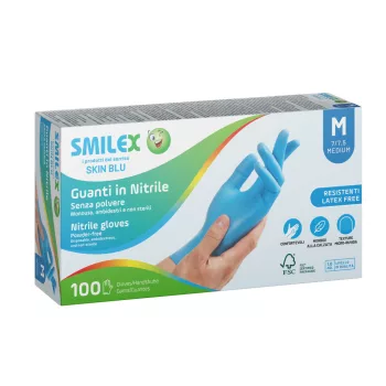   Berica Smilex Skin Blue egyszerhasználatos nitril kék vizsgálókesztyű L, 100 db / doboz