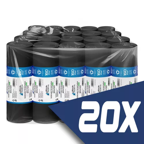 Szemeteszsák fekete 80x120 40mikron 160L 10db/tekercs (20 tekercs)