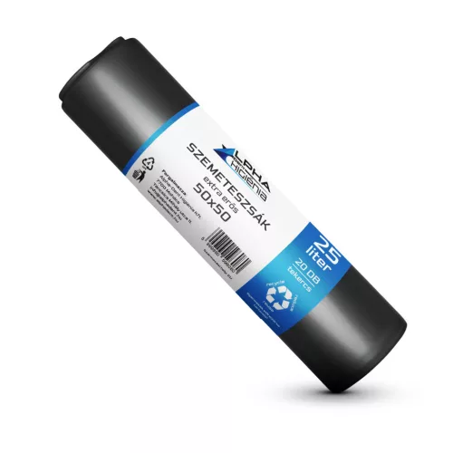 Szemeteszsák fekete 50x50 12mikron 25L 20db/tekercs