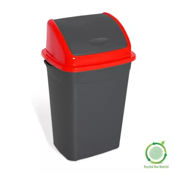   Planet Billenőfedeles szemetes kuka, műanyag, antracit/piros, 50 L