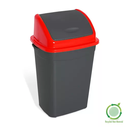 Planet Billenőfedeles szemetes kuka, műanyag, antracit/piros, 50 L