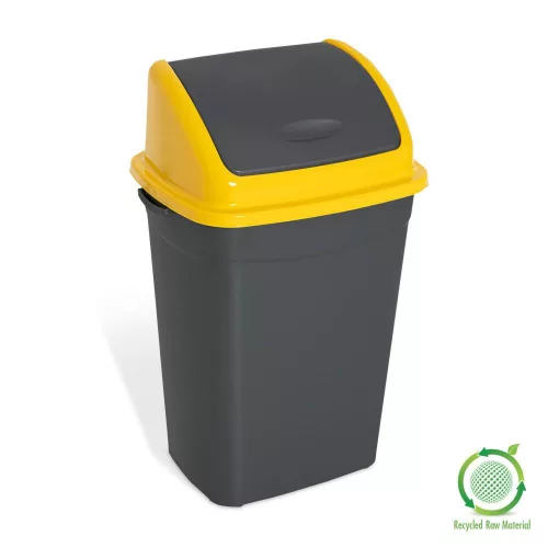 Planet Billenőfedeles szemetes kuka, műanyag, antracit/sárga, 50 L