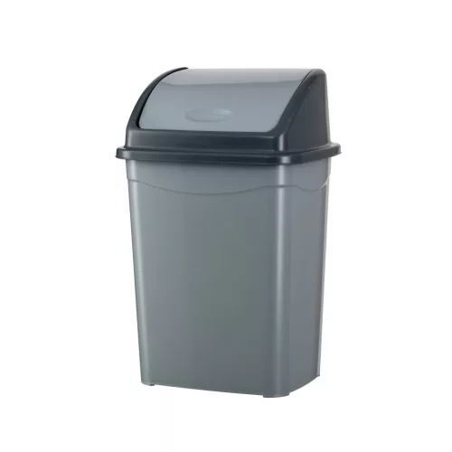 Planet Billenőfedeles szemetes kuka, műanyag, szürke/antracit, 16 L