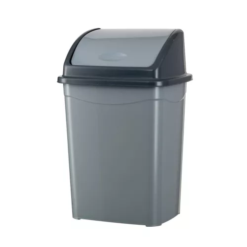 Planet Billenőfedeles szemetes kuka, műanyag, szürke/antracit, 26 L