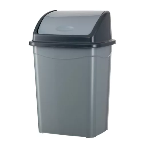 Planet Billenőfedeles szemetes kuka, műanyag, szürke/antracit, 50 L