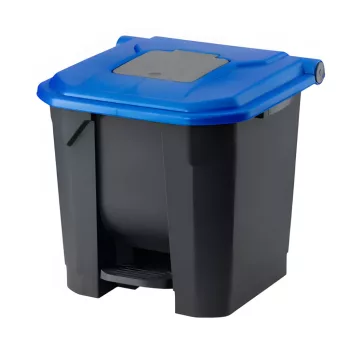   Planet Szelektív hulladékgyűjtő konténer, műanyag, pedálos, antracit/kék, 30L