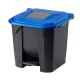 Planet Szelektív hulladékgyűjtő konténer, műanyag, pedálos, antracit/kék, 30L