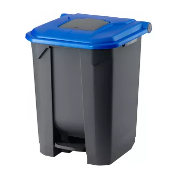   Planet Szelektív hulladékgyűjtő konténer, műanyag, pedálos, antracit, kék, 50L