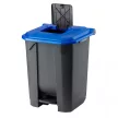 Planet Szelektív hulladékgyűjtő konténer, műanyag, pedálos, antracit, kék, 50L