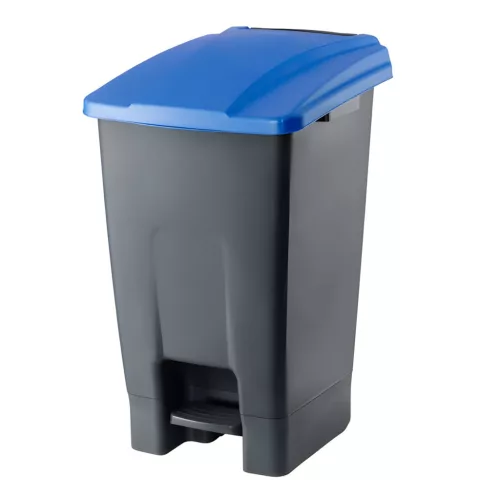 Planet Szelektív hulladékgyűjtő konténer, műanyag, pedálos, antracit/kék, 70L