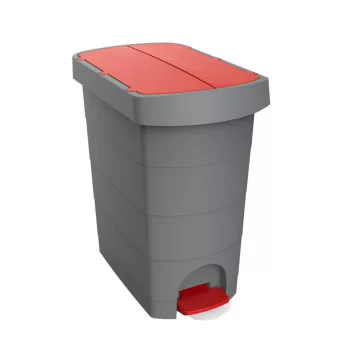   Planet Pelikán Slim pedálos szemetes eco antracit színű, piros fedéllel 60L