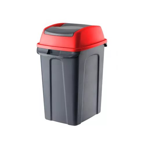 Planet Hippo Billenős Szelektív hulladékgyűjtő szemetes, műanyag, antracit/piros, 25L