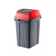 Planet Hippo Billenős Szelektív hulladékgyűjtő szemetes, műanyag, antracit/piros, 25L