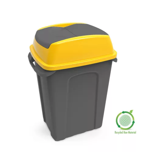 Planet Hippo Billenős Szelektív hulladékgyűjtő szemetes, műanyag, antracit/sárga, 50L