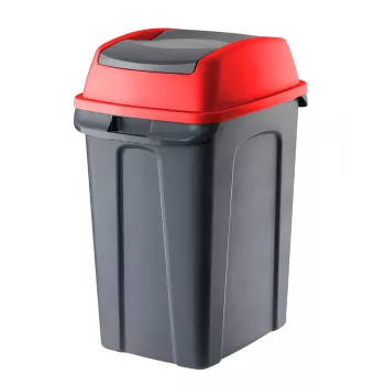  Planet Hippo Billenős Szelektív hulladékgyűjtő szemetes, műanyag, antracit/piros, 70L