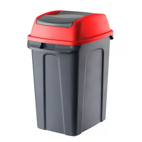 Planet Hippo Billenős Szelektív hulladékgyűjtő szemetes, műanyag, antracit/piros, 70L