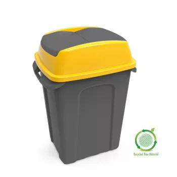   Planet Hippo Billenős Szelektív hulladékgyűjtő szemetes, műanyag, antracit/sárga, 70L